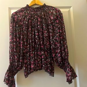 Zara Floral print blouse with long sleeves